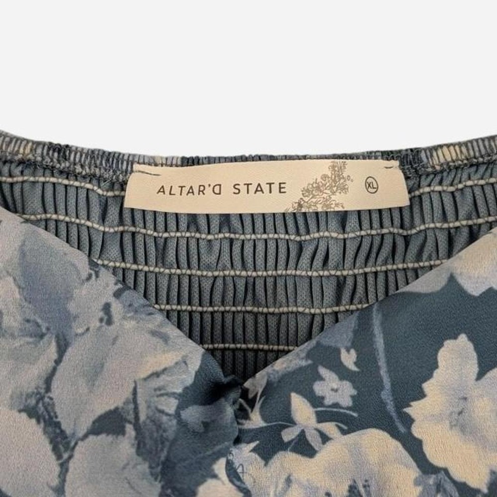 NWT Altar'd State Alora Blue Floral Maxi Dress Romantic Puff Sleeve Tiered XL - Picture 6 of 8